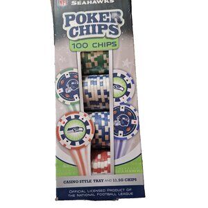 Seattle Seahawks Poker Chips 100 Piece 11.5 Gram Chip Set With Casino Style Tray